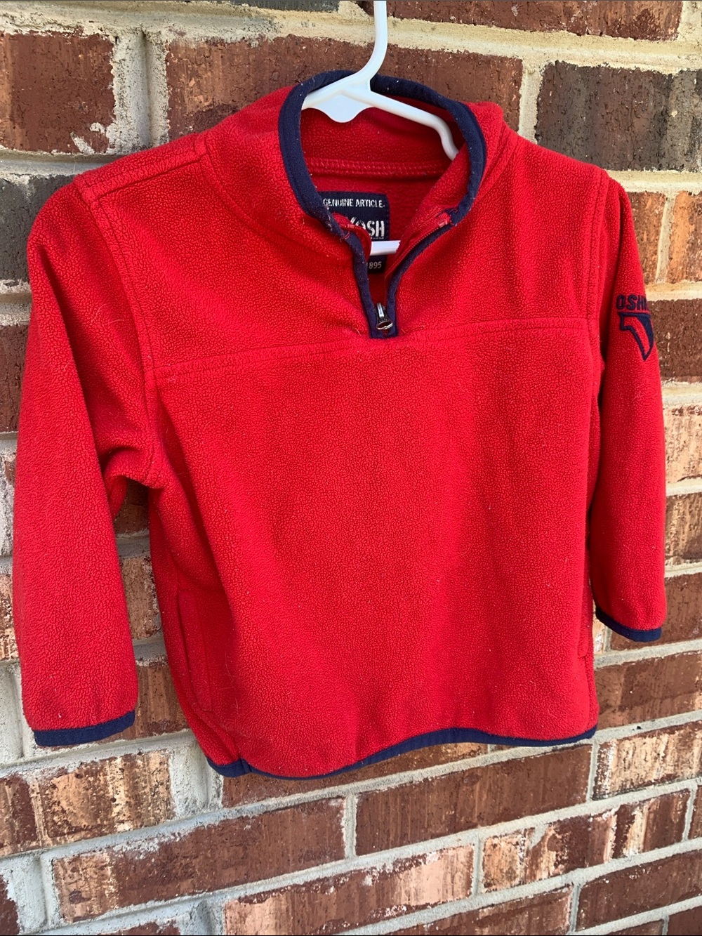 OshKosh B'gosh Red Fleece Pullover with Navy Trim